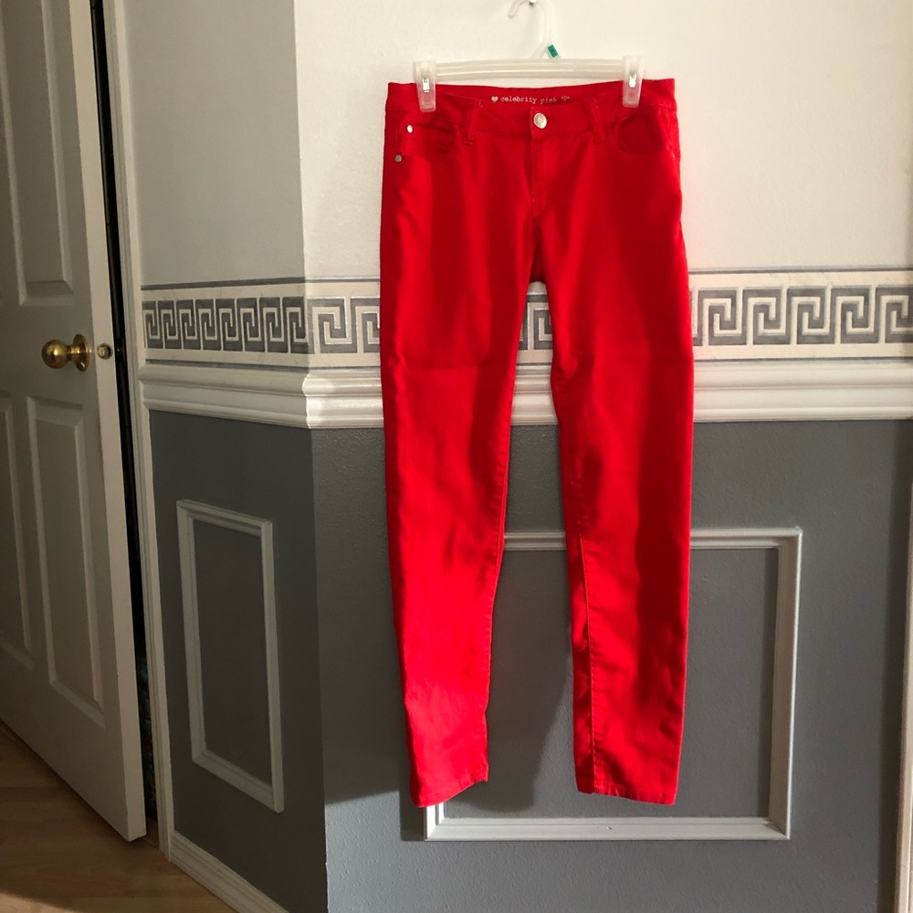 Fun, red Celebrity Pink jeans.....size 7 stretch
